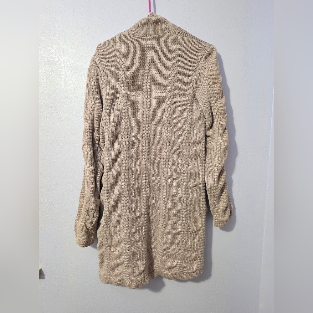 Helmut Lang 100%Linen Taupe Open-Front Cardigan - Picture 5 of 14